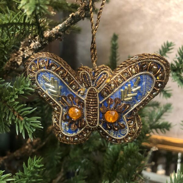 Kalėdų žaisliukas mėlynas drugelis