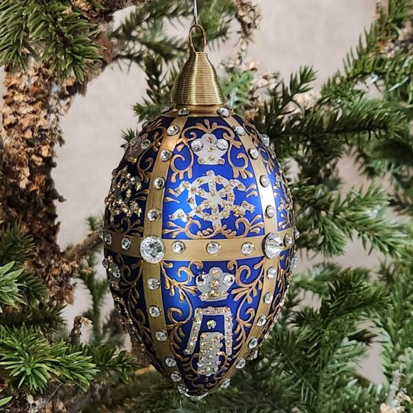 Kalėdų eglutės žaisliukas Fabergé Twelve Monogram Blue