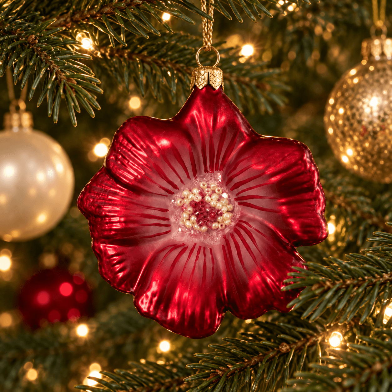 Kalėdų žaisliukas raudonas kinrožė